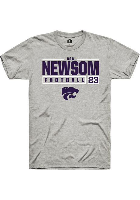 Asa Newsom Ash K-State Wildcats NIL Stacked Box Short Sleeve T Shirt