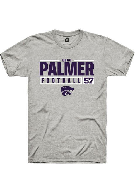 Beau Palmer Ash K-State Wildcats NIL Stacked Box Short Sleeve T Shirt