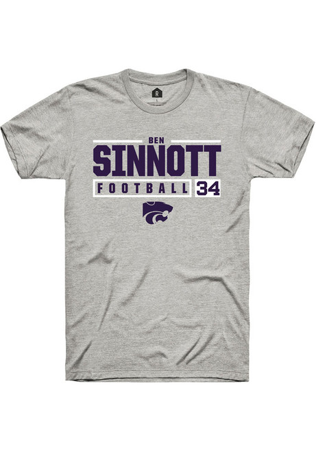 Ben Sinnott Ash K-State Wildcats NIL Stacked Box Short Sleeve T Shirt