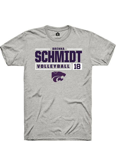 Brenna Schmidt Ash K-State Wildcats NIL Stacked Box Short Sleeve T Shirt
