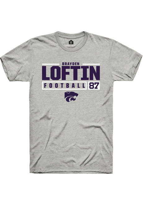 Brayden Loftin Ash K-State Wildcats NIL Stacked Box Short Sleeve T Shirt