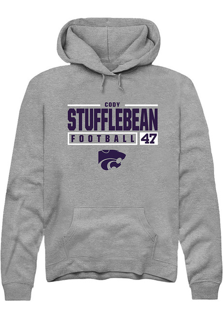 Cody Stufflebean Rally Mens Graphite K-State Wildcats NIL Stacked Box Hooded Sweatshirt