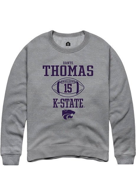 Dante Thomas Rally Mens Graphite K-State Wildcats NIL Sport Icon Crew Sweatshirt