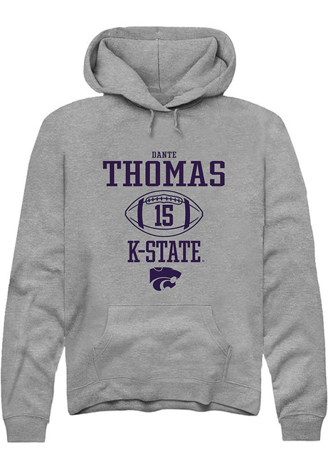 Dante Thomas Rally Mens Graphite K-State Wildcats NIL Sport Icon Hooded Sweatshirt