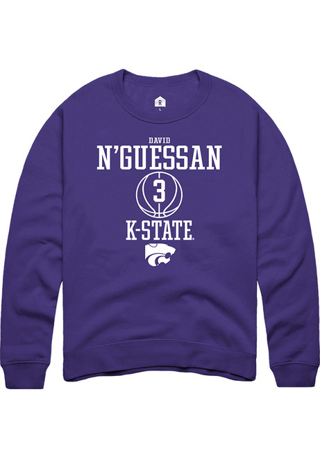 David N’Guessan Rally Mens Purple K-State Wildcats NIL Sport Icon Crew Sweatshirt