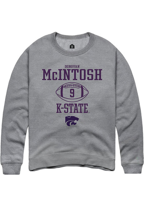 Donovan McIntosh Rally Mens Graphite K-State Wildcats NIL Sport Icon Crew Sweatshirt