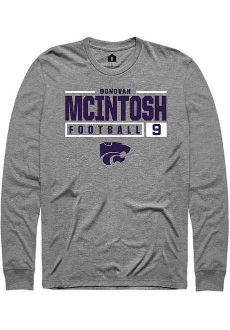 Donovan McIntosh Rally Mens Graphite K-State Wildcats NIL Stacked Box Tee