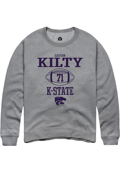 Easton Kilty Rally Mens Graphite K-State Wildcats NIL Sport Icon Crew Sweatshirt