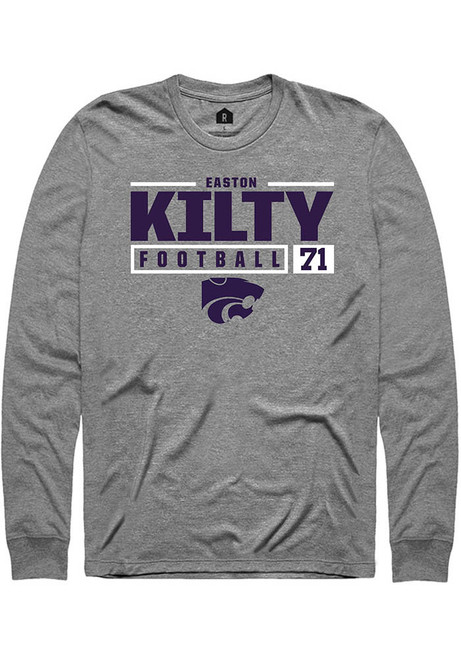 Easton Kilty Rally Mens Graphite K-State Wildcats NIL Stacked Box Tee