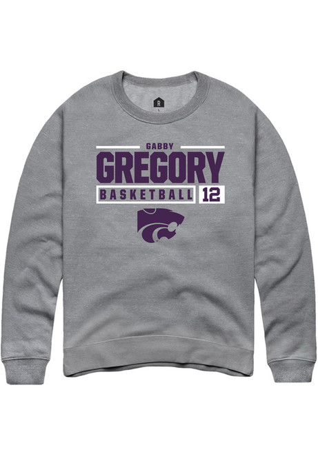 Gabriella Gregory Rally Mens Graphite K-State Wildcats NIL Stacked Box Crew Sweatshirt