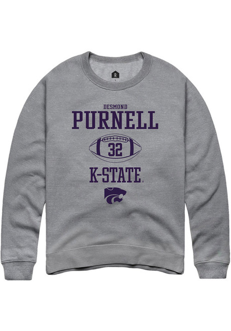 Desmond Purnell Rally Mens Graphite K-State Wildcats NIL Sport Icon Crew Sweatshirt