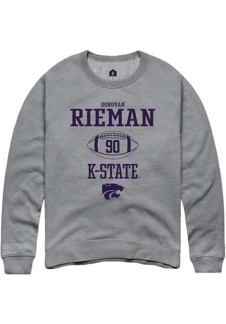 Donovan Rieman Rally Mens Graphite K-State Wildcats NIL Sport Icon Crew Sweatshirt