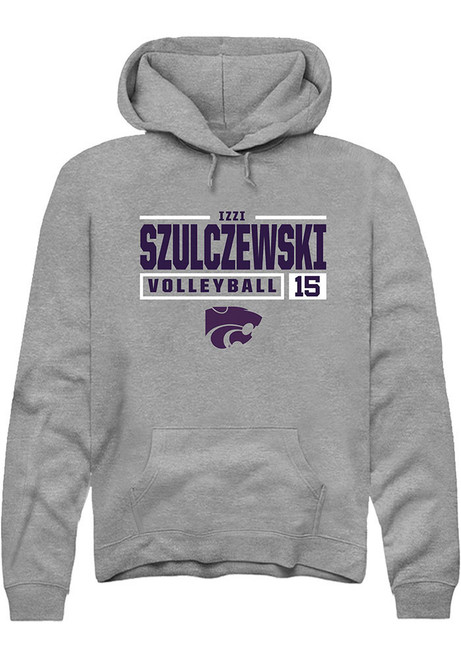 Izzi Szulczewski Rally Mens Graphite K-State Wildcats NIL Stacked Box Hooded Sweatshirt