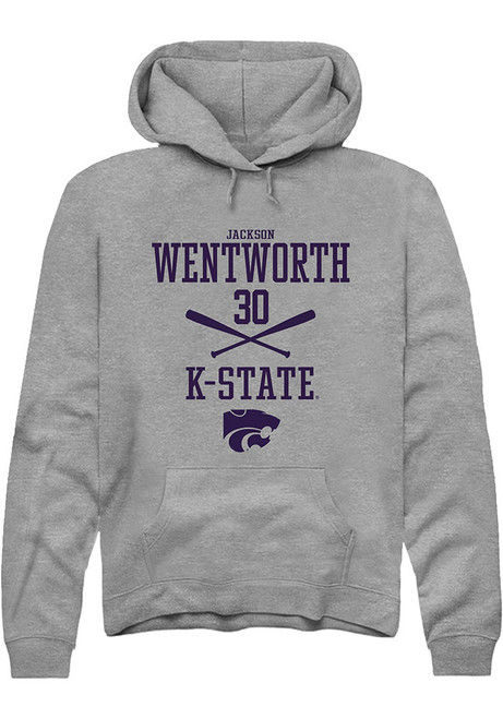 Jackson Wentworth Rally Mens Graphite K-State Wildcats NIL Sport Icon Hooded Sweatshirt