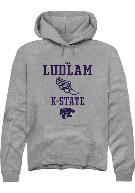 Ian Ludlam Rally Mens Graphite K-State Wildcats NIL Sport Icon Hooded Sweatshirt