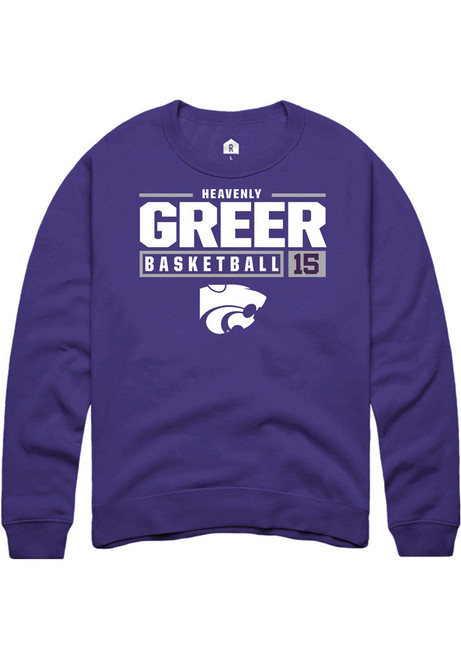 Heavenly Greer Rally Mens Purple K-State Wildcats NIL Stacked Box Crew Sweatshirt