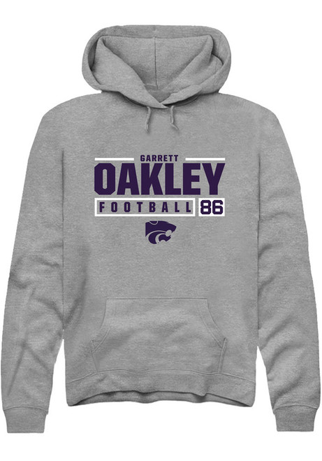 Garrett Oakley Rally Mens Graphite K-State Wildcats NIL Stacked Box Hooded Sweatshirt