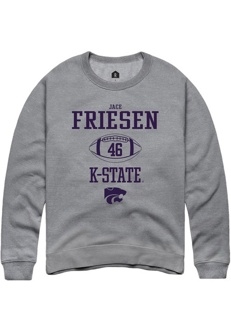 Jace Friesen Rally Mens Graphite K-State Wildcats NIL Sport Icon Crew Sweatshirt