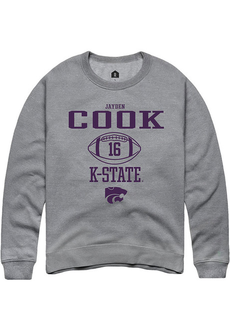 Jayden Cook Rally Mens Graphite K-State Wildcats NIL Sport Icon Crew Sweatshirt