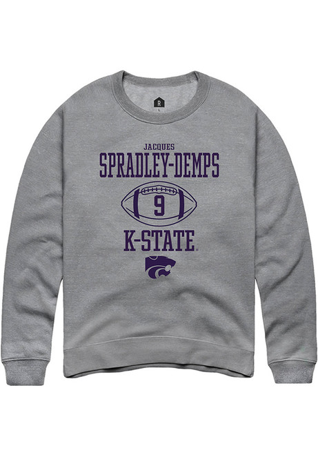 Jacques Spradley-Demps Rally Mens Graphite K-State Wildcats NIL Sport Icon Crew Sweatshirt