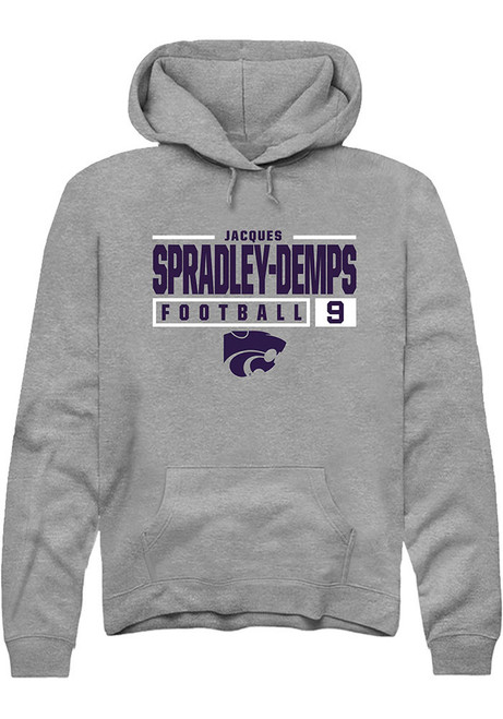 Jacques Spradley-Demps Rally Mens Graphite K-State Wildcats NIL Stacked Box Hooded Sweatshirt