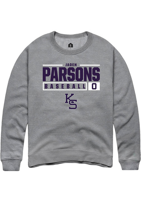 Jaden Parsons Rally Mens Graphite K-State Wildcats NIL Stacked Box Crew Sweatshirt