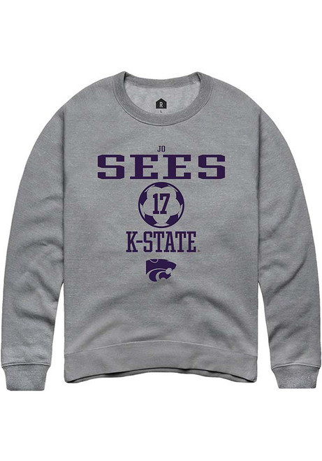 Jo Sees Rally Mens Graphite K-State Wildcats NIL Sport Icon Crew Sweatshirt