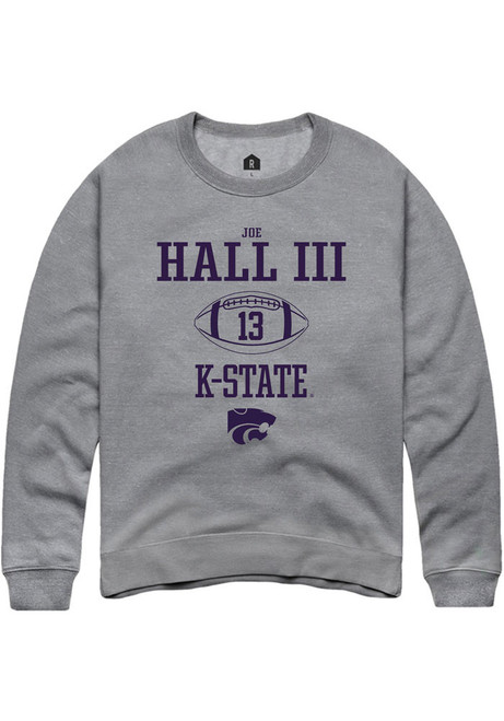 Joe Hall III Rally Mens Graphite K-State Wildcats NIL Sport Icon Crew Sweatshirt