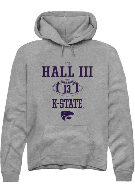 Joe Hall III Rally Mens Graphite K-State Wildcats NIL Sport Icon Hooded Sweatshirt