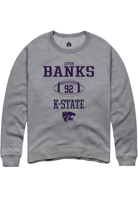 Jevon Banks Rally Mens Graphite K-State Wildcats NIL Sport Icon Crew Sweatshirt