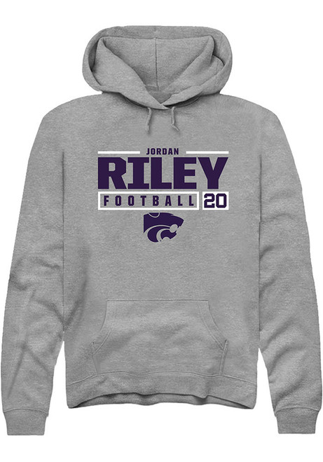 Jordan Riley Rally Mens Graphite K-State Wildcats NIL Stacked Box Hooded Sweatshirt