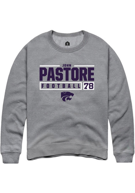 John Pastore Rally Mens Graphite K-State Wildcats NIL Stacked Box Crew Sweatshirt