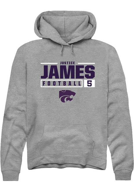 Justice James Rally Mens Graphite K-State Wildcats NIL Stacked Box Hooded Sweatshirt