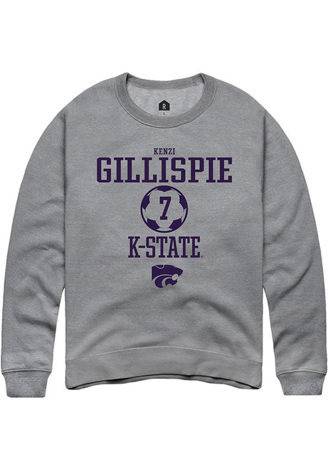 Kenzi Gillispie Rally Mens Graphite K-State Wildcats NIL Sport Icon Crew Sweatshirt