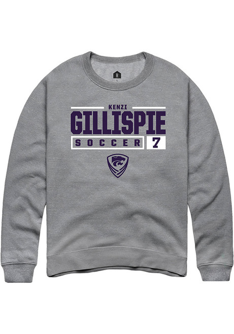 Kenzi Gillispie Rally Mens Graphite K-State Wildcats NIL Stacked Box Crew Sweatshirt