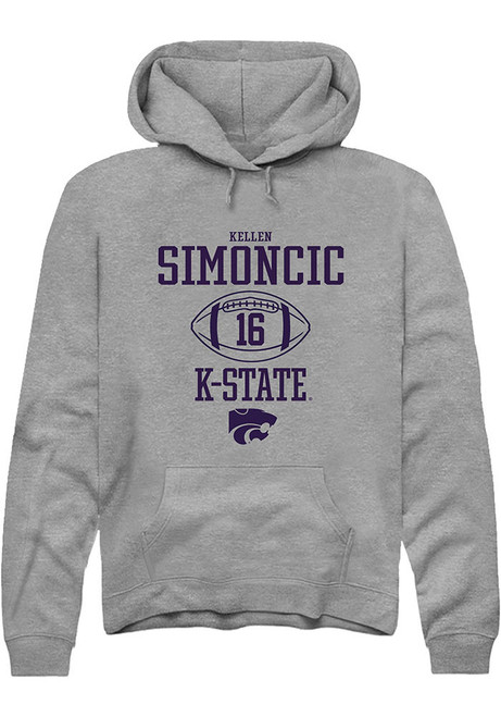 Kellen Simoncic Rally Mens Graphite K-State Wildcats NIL Sport Icon Hooded Sweatshirt