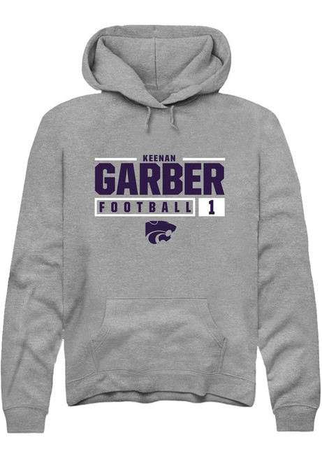 Keenan Garber Rally Mens Graphite K-State Wildcats NIL Stacked Box Hooded Sweatshirt