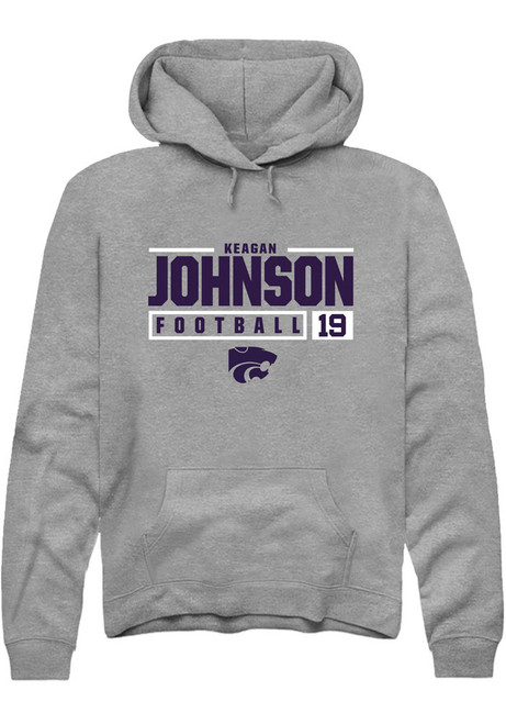 Keagan Johnson Rally Mens Graphite K-State Wildcats NIL Stacked Box Hooded Sweatshirt