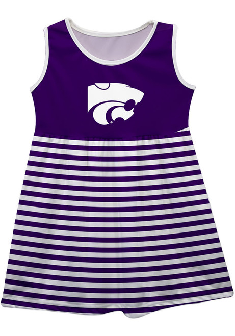 Toddler Girls K-State Wildcats Purple Vive La Fete Stripes Short Sleeve Dresses