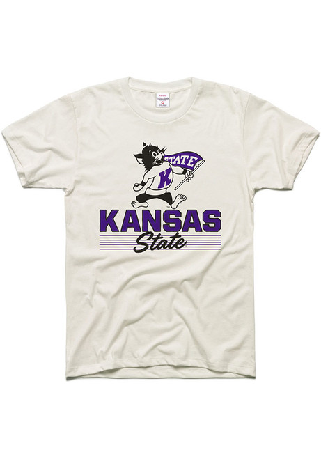 K-State Wildcats White Charlie Hustle Heritage Script Short Sleeve Fashion T Shirt