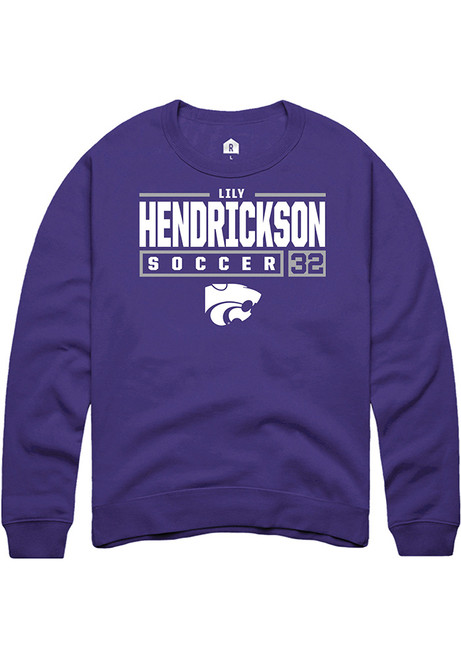 Lily Hendrickson Rally Mens Purple K-State Wildcats NIL Stacked Box Crew Sweatshirt