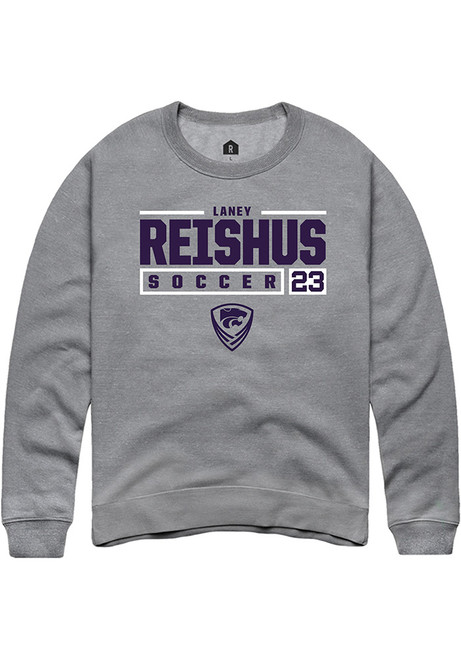 Laney Reishus Rally Mens Graphite K-State Wildcats NIL Stacked Box Crew Sweatshirt