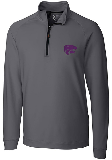 Mens K-State Wildcats Grey Cutter and Buck Jackson 1/4 Zip Pullover