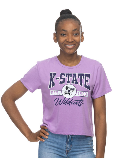 K-State Wildcats Crop Short Sleeve T-Shirt - Lavender