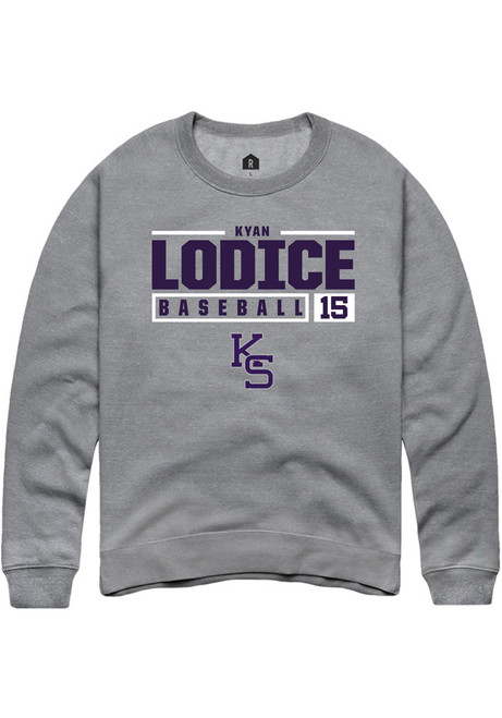 Kyan Lodice Rally Mens Graphite K-State Wildcats NIL Stacked Box Crew Sweatshirt