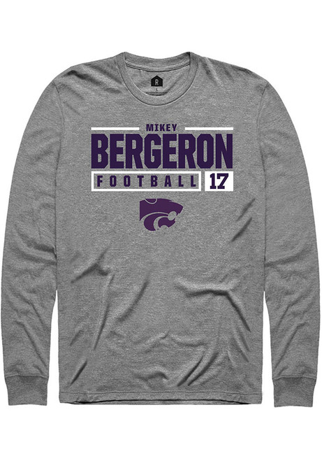 Mikey Bergeron Rally Mens Graphite K-State Wildcats NIL Stacked Box Tee