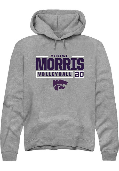 Mackenzie Morris Rally Mens Graphite K-State Wildcats NIL Stacked Box Hooded Sweatshirt