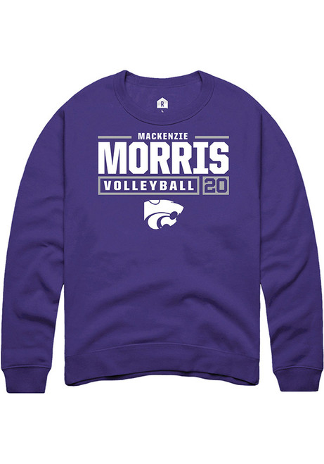 Mackenzie Morris Rally Mens Purple K-State Wildcats NIL Stacked Box Crew Sweatshirt