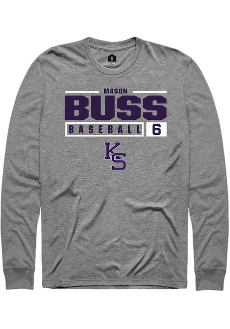 Mason Buss Rally Mens Graphite K-State Wildcats NIL Stacked Box Tee