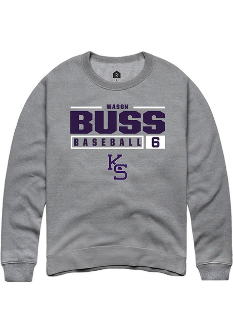 Mason Buss Rally Mens Graphite K-State Wildcats NIL Stacked Box Crew Sweatshirt